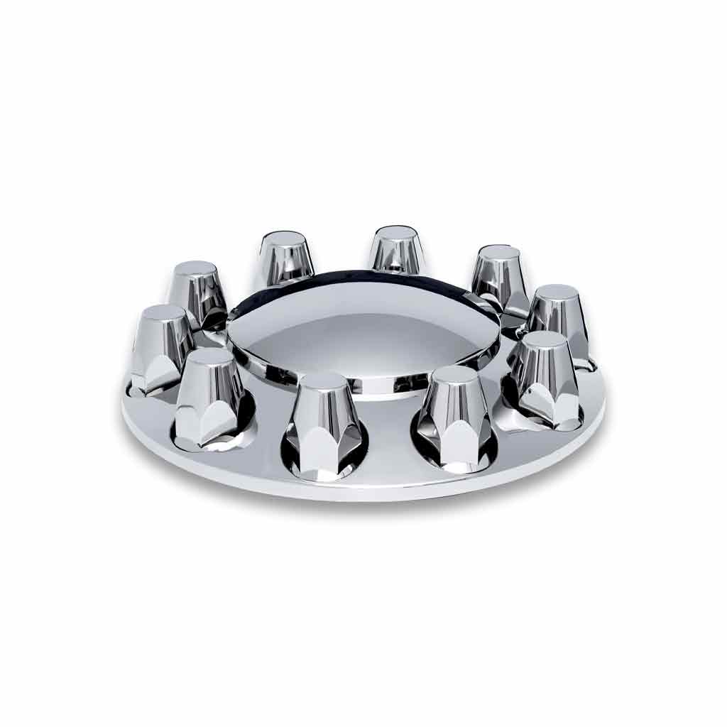 Front Axle Cover Kit with Removable Hubcap & 33mm Threaded Nut Covers - Dome Hubcap | Chrome ABS Plastic - Thumbnail 3