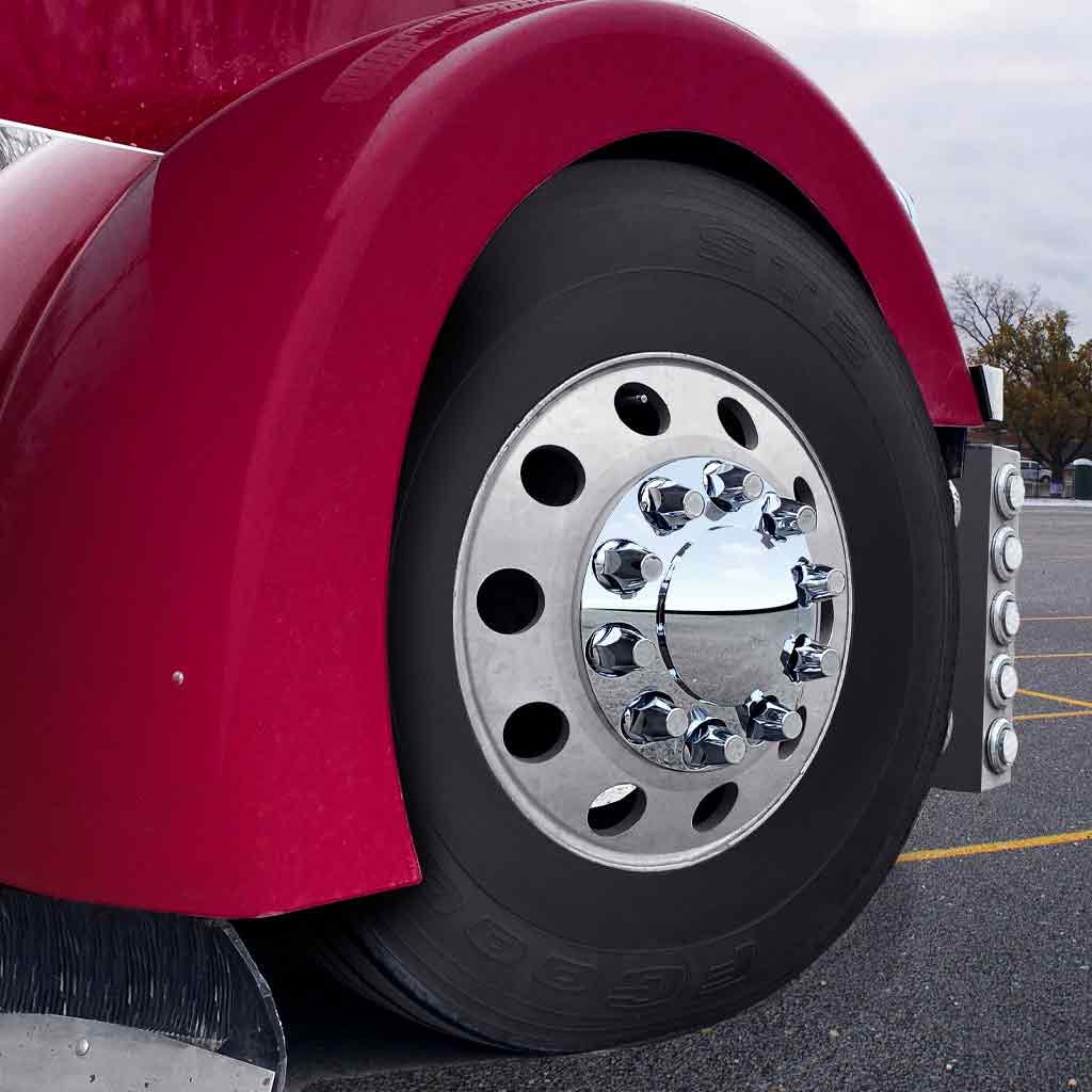 Front Axle Cover Kit with Removable Hubcap & 33mm Threaded Nut Covers - Dome Hubcap | Chrome ABS Plastic - Thumbnail 4