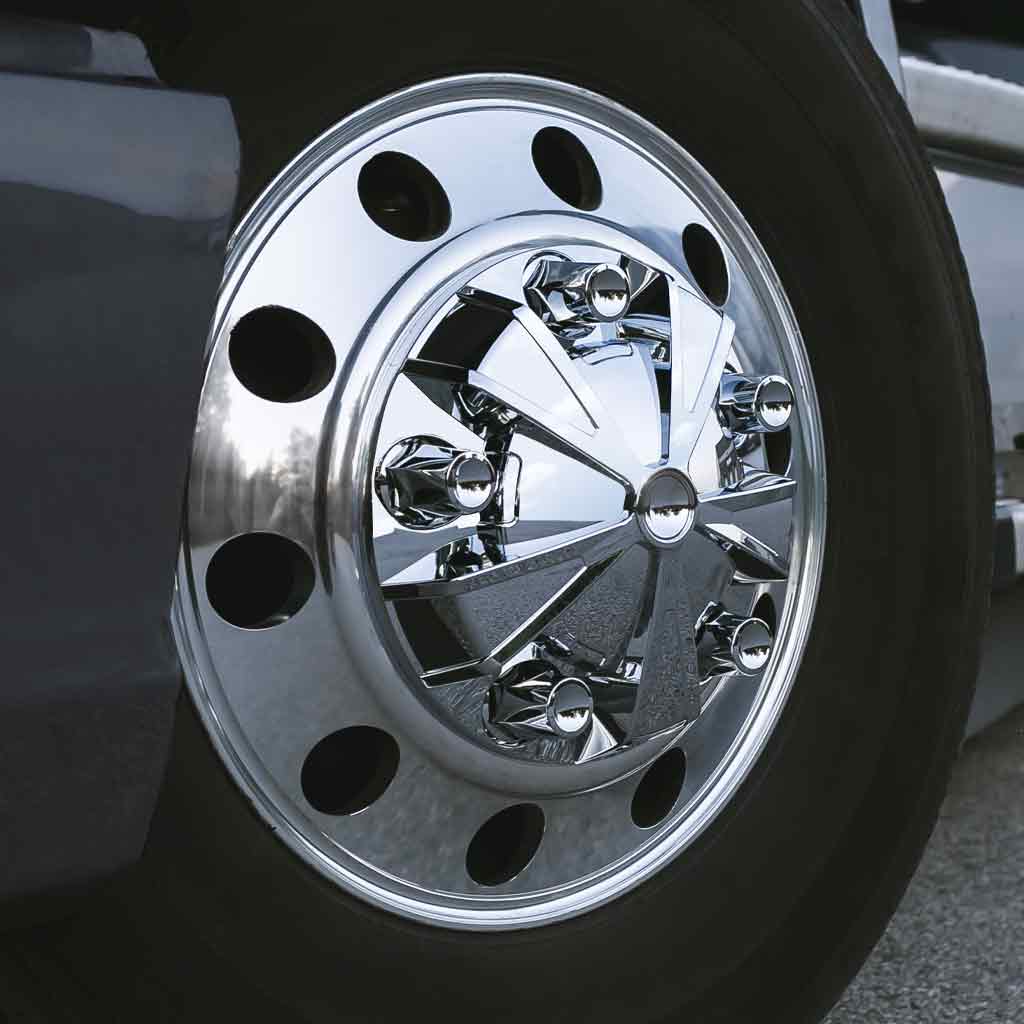 Chrome ABS Plastic Front Mag Wheel Axle Cover Kit with Removable Center Cap & 33mm Threaded Nut Covers
