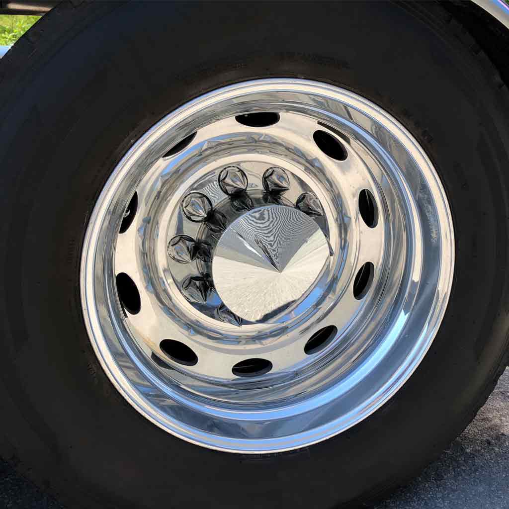 Rear Axle Cover Kit with Removable Hubcap & 33mm Threaded Nut Covers - Pointed Hubcap | Chrome ABS Plastic - Thumbnail 4