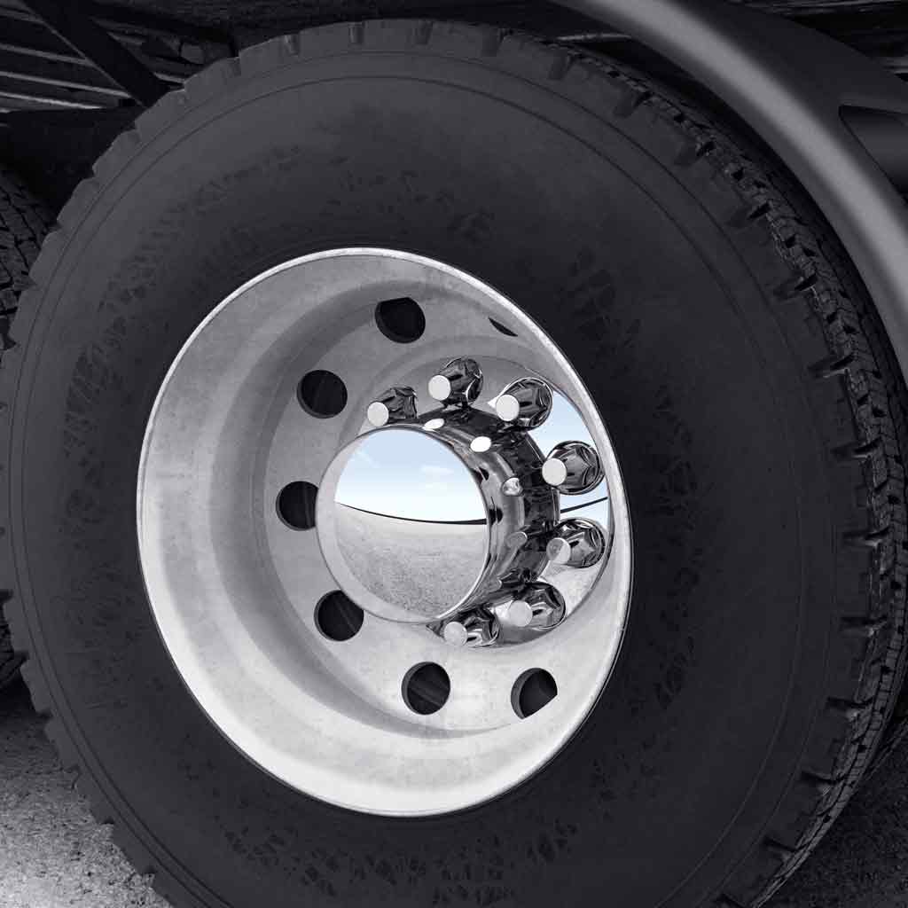 Rear Axle Cover Kit with Removable Hubcap & 33mm Push On Nut Covers - Dome Hubcap | Chrome ABS Plastic - Thumbnail 3