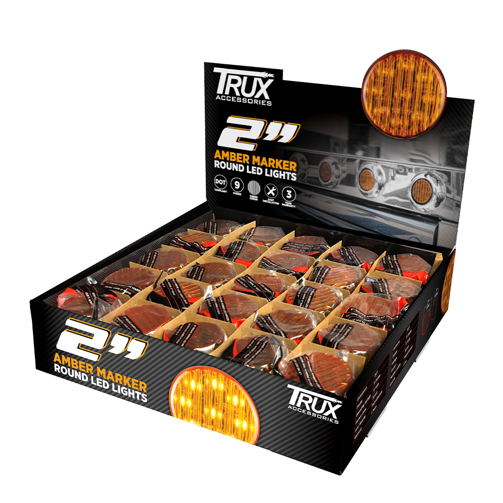 2" Amber Clearance Marker Round LED Light - 9 Diodes (Poly Bag) - Thumbnail 3