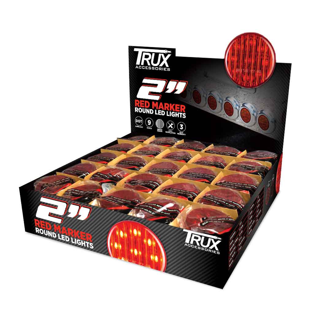 2" Red Clearance Marker Round LED Light - 9 Diodes (Poly Bag) - Thumbnail 7