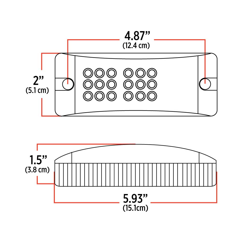 2" x 6" Clear Amber Surface Mount Marker LED Hump Light - 18 Diodes - Thumbnail 3