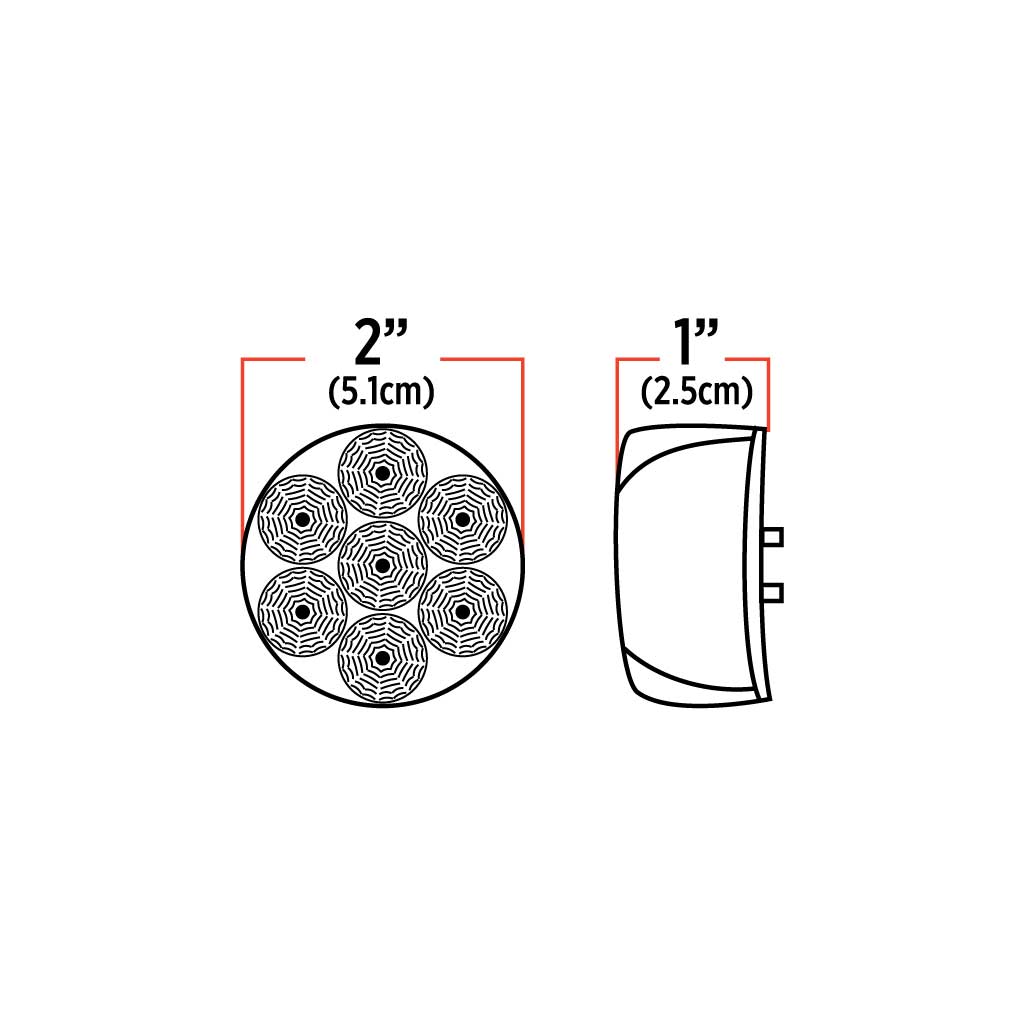 2" Amber Marker to Red Auxiliary Round LED Light - 7 Diodes - Thumbnail 11
