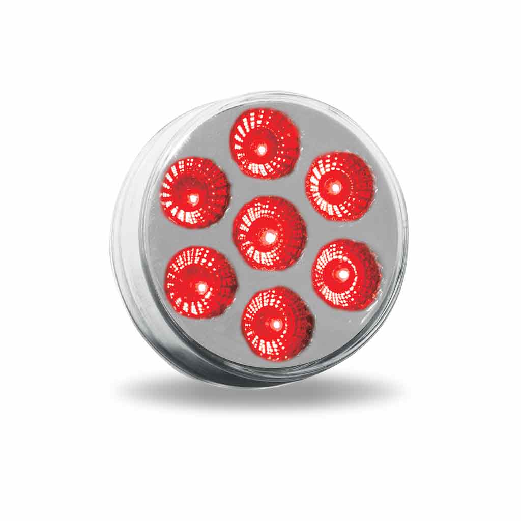 2" Clear Red Marker Round LED Light - 7 Diodes - Thumbnail 2