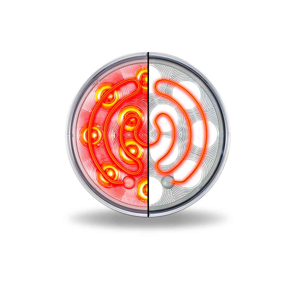 4" Heated Lens Red Stop, Turn & Tail To White Back Up Round LED Light - 12 Diodes - Thumbnail 2