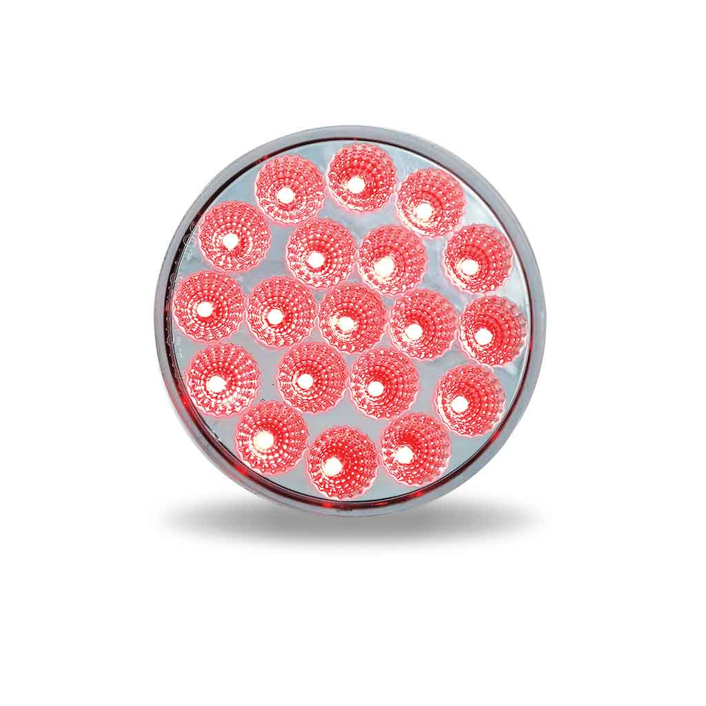 4" Clear Red Stop, Turn & Tail Round LED Light - 19 Diodes - Thumbnail 4