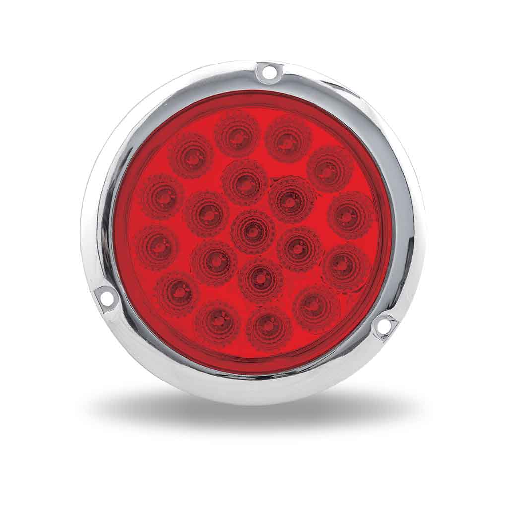4" Red Stop, Turn & Tail Round Flange Mount LED Light - 19 Diodes - Thumbnail 2