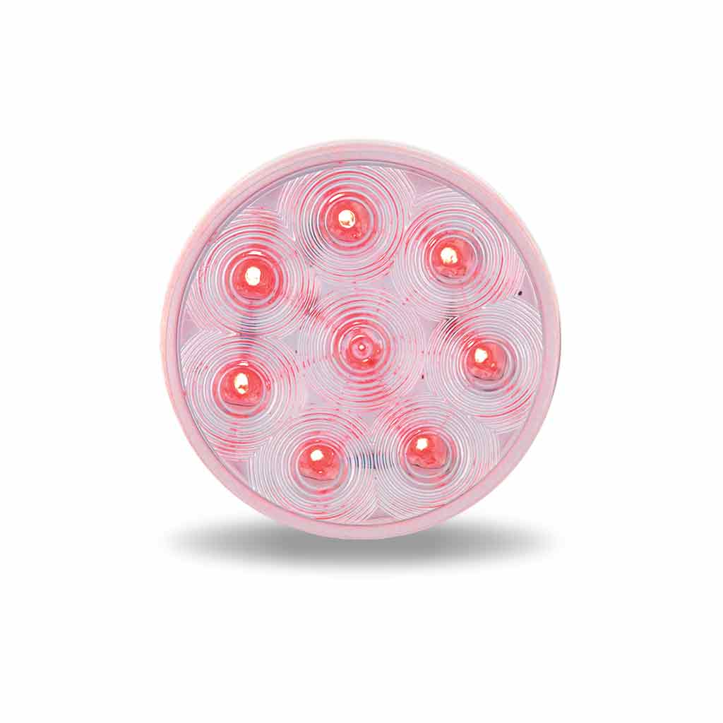 4" Clear Red Stop, Turn & Tail Round LED Light - 8 Diodes - Thumbnail 2