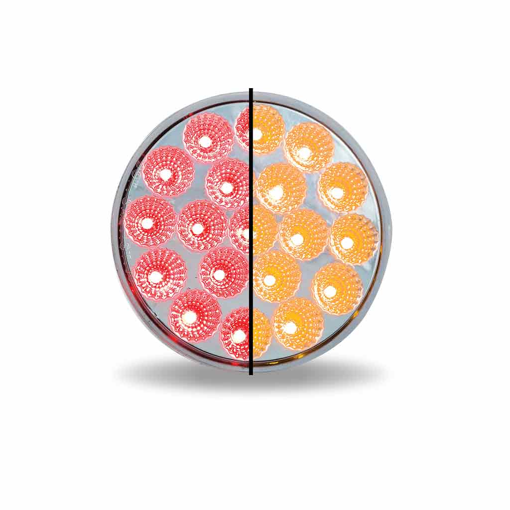 4" Red Stop, Turn & Tail to Amber Auxiliary Round LED Light - 19 Diodes