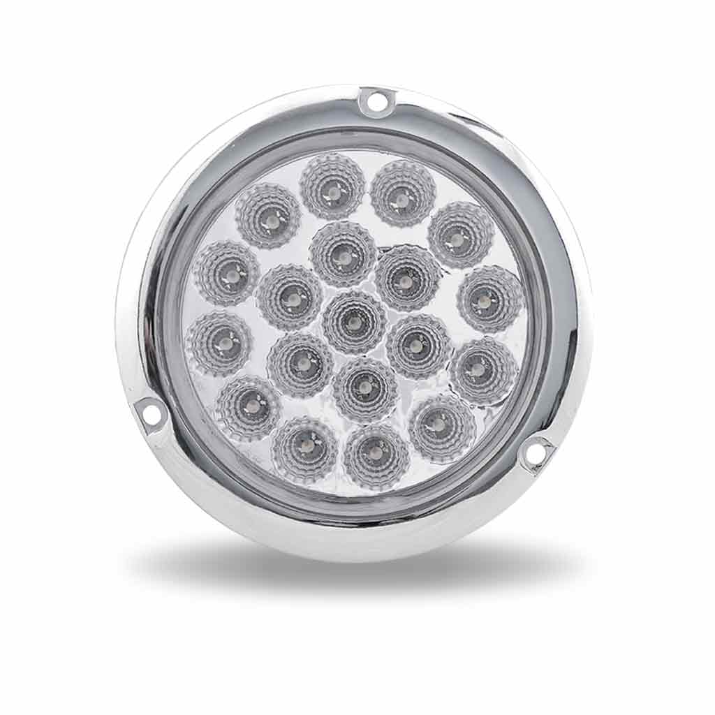 4" Red Stop, Turn & Tail to Blue Auxiliary Round Flange Mount LED Light - 19 Diodes - Thumbnail 2