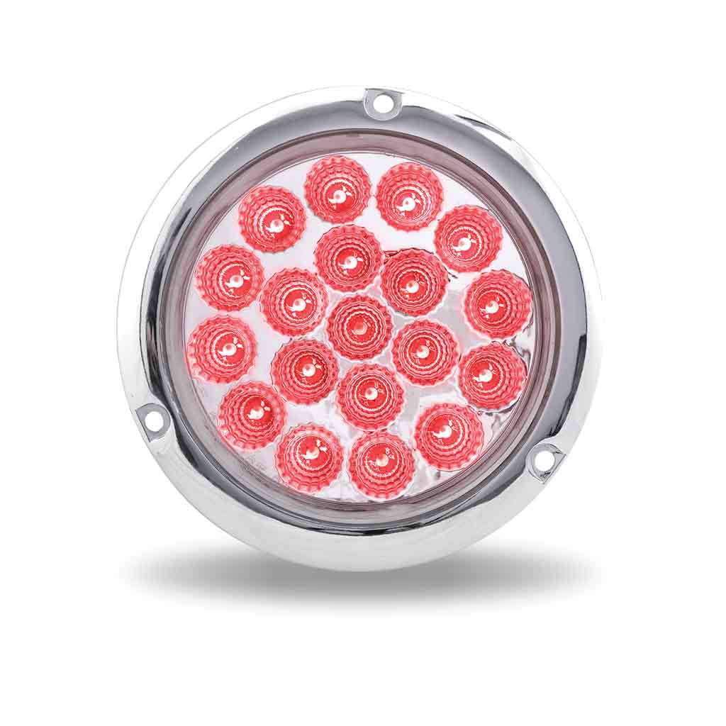 4" Red Stop, Turn & Tail to Green Auxiliary Round Flange Mount LED Light - 19 Diodes - Thumbnail 4