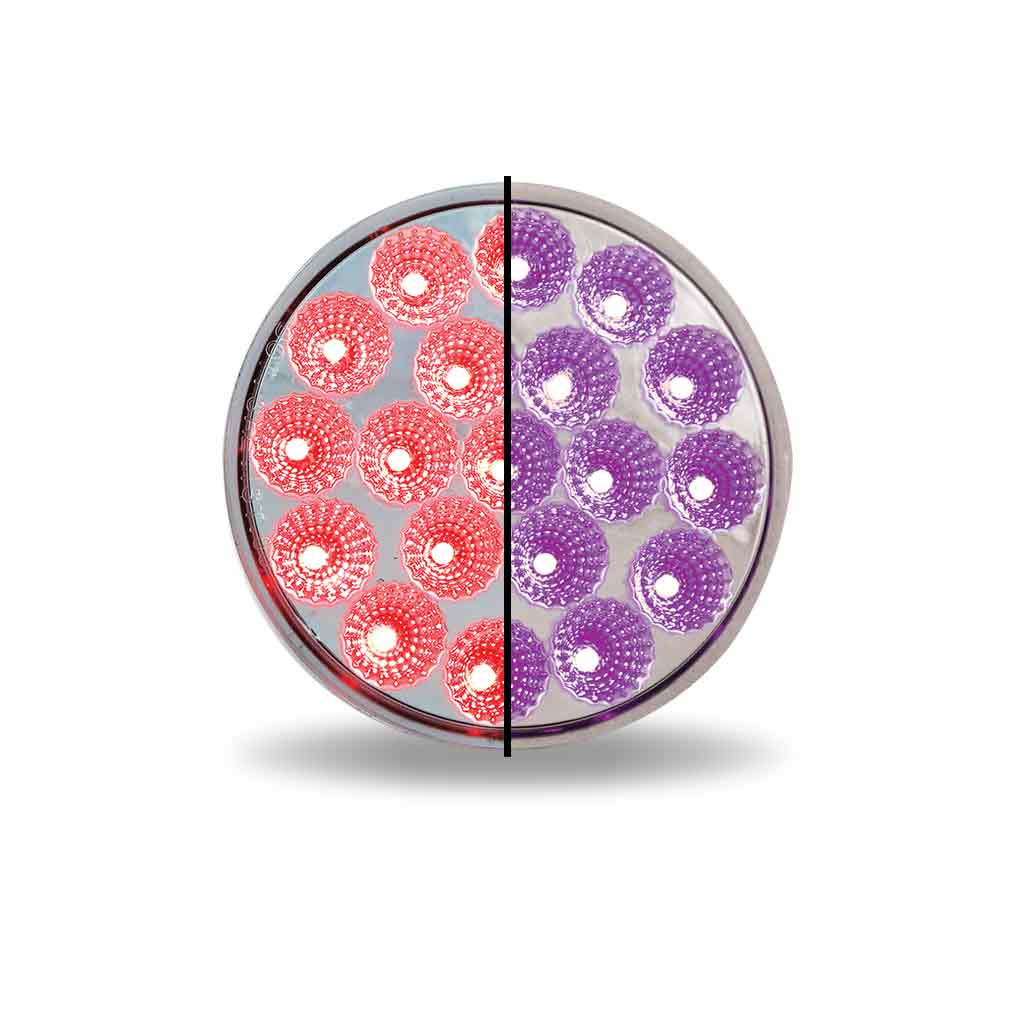 4" Red Stop, Turn & Tail to Purple Auxiliary Round LED Light - 19 Diodes - Thumbnail 4