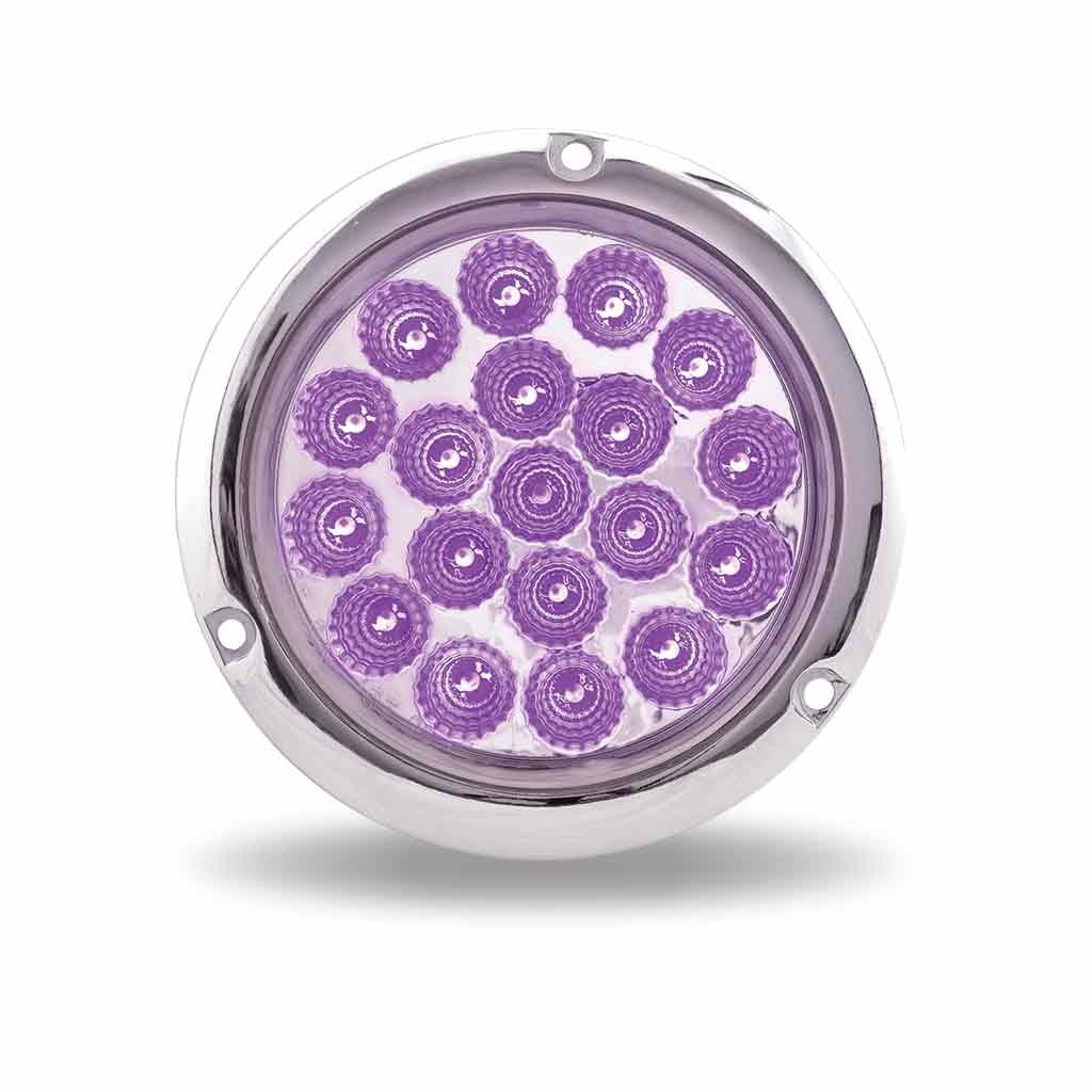 4" Red Stop, Turn & Tail to Purple Auxiliary Round Flange Mount LED Light - 19 Diodes - Thumbnail 5