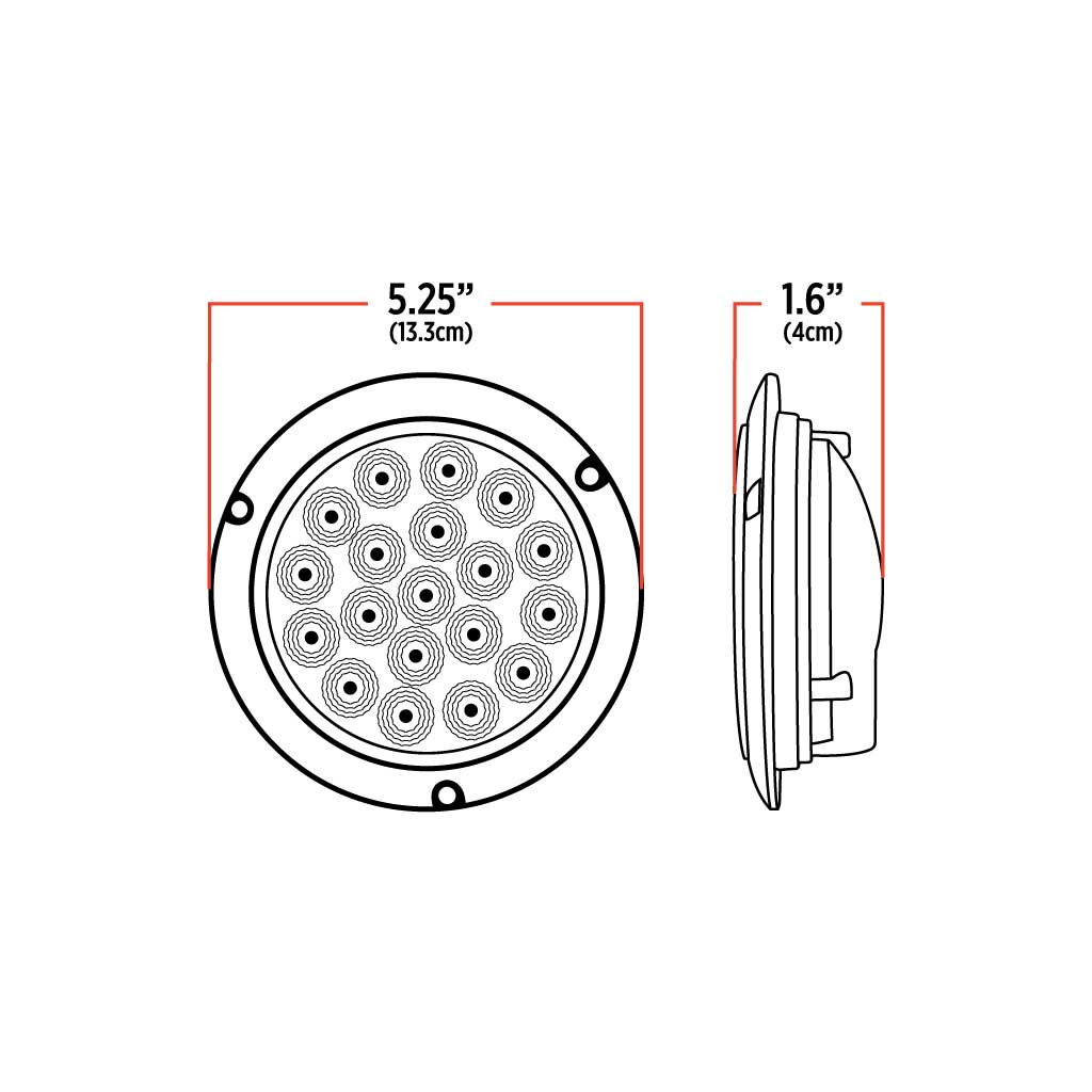4" Red Stop, Turn & Tail to Purple Auxiliary Round Flange Mount LED Light - 19 Diodes - Thumbnail 7