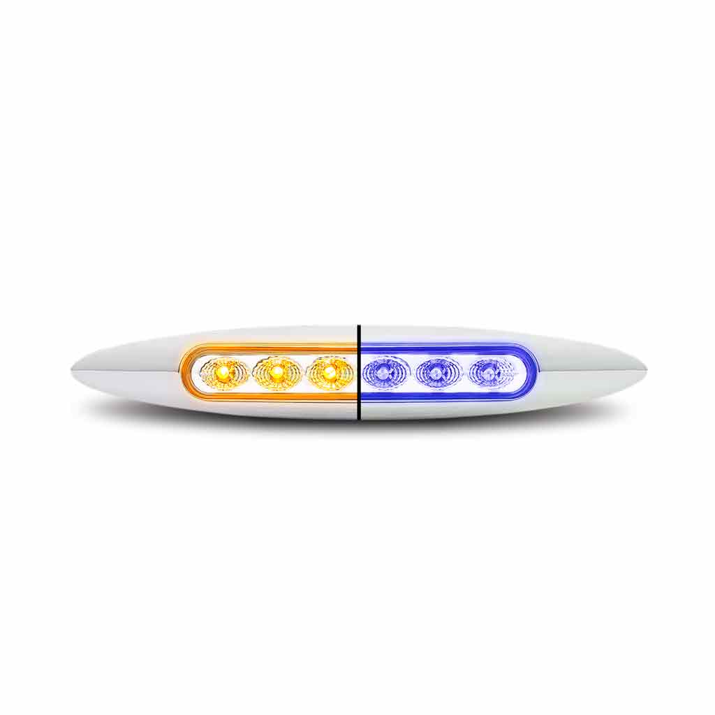 6" Amber Marker to Blue Auxiliary Slim LED Light - 6 Diodes - Thumbnail 4