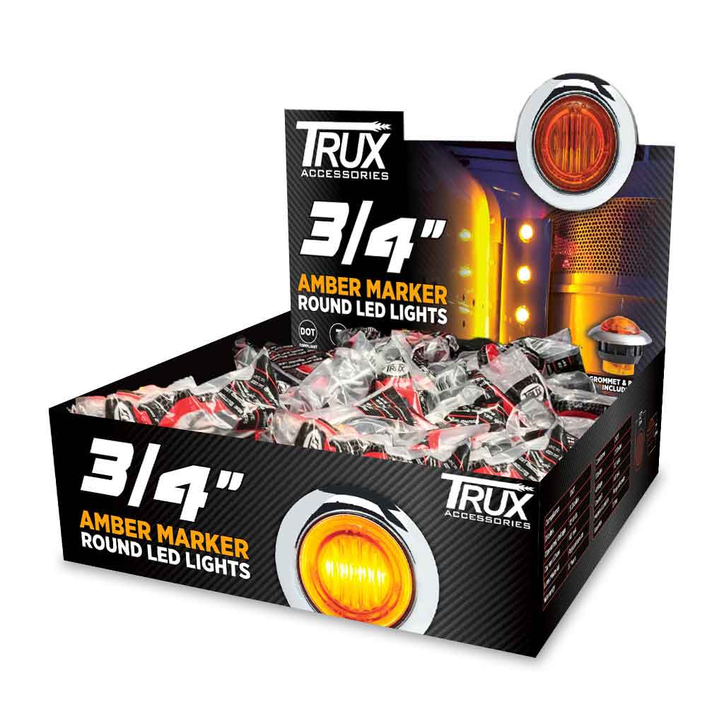 3/4" Amber Clearance Marker Round LED Light - 3 Diodes (Poly Bag) - Thumbnail 3