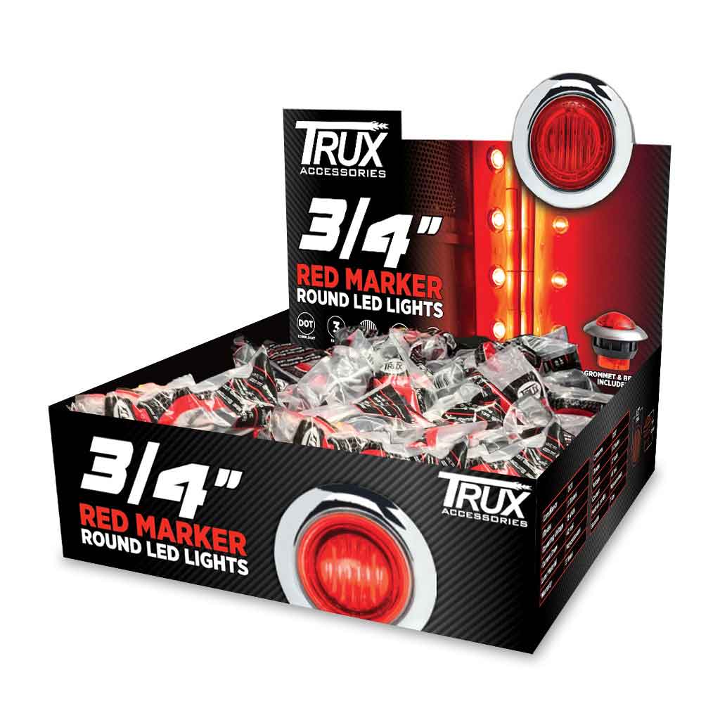 3/4" Red Clearance Marker Round LED Light - 3 Diodes (Poly Bag) - Thumbnail 2