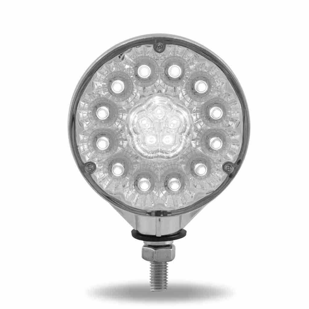 Round Clear Amber / Clear Red Turn Signal & Marker Super Diode LED Double Face Fender Light (34 Diodes)