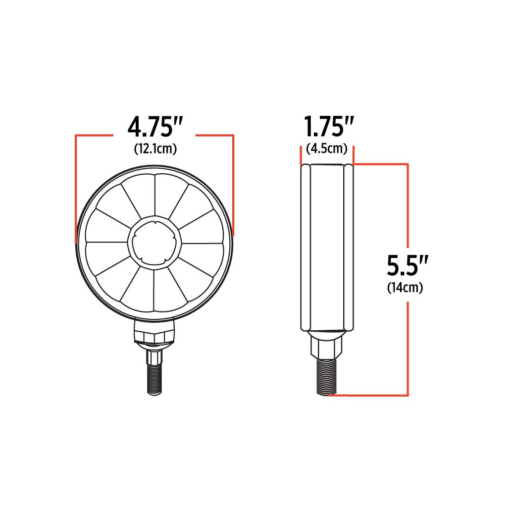 Round Clear Amber / Clear Red Turn Signal & Marker Super Diode LED Double Face Fender Light (34 Diodes) - Thumbnail 3