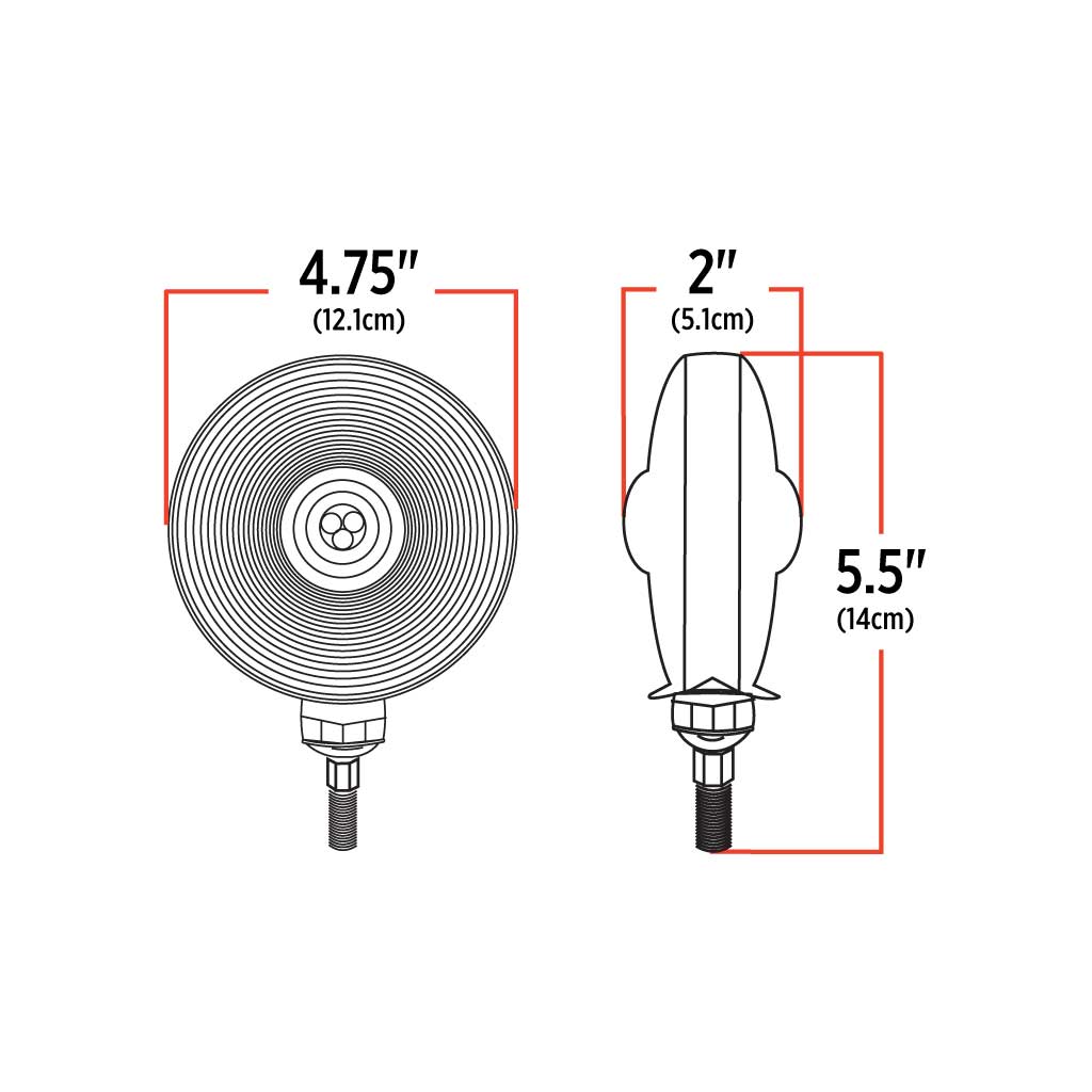 Amber / Red Turn Signal & Marker "Ol-Skul" Double Face Round LED Fender Light - 38 Diodes - Thumbnail 2