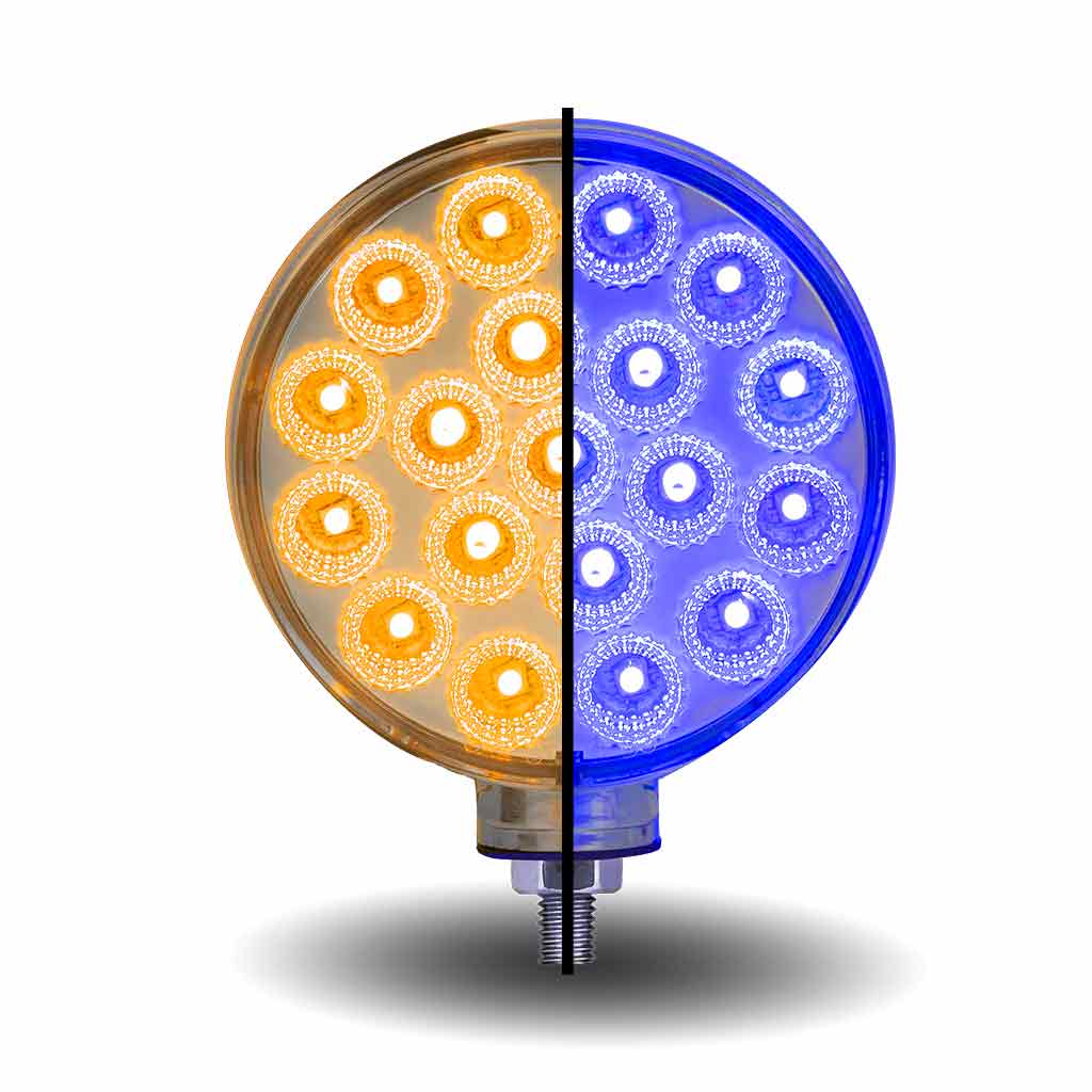 Amber/Red Turn & Marker to Blue Auxiliary Double Face Round Reflector LED Light - 38 Diodes - Thumbnail 9