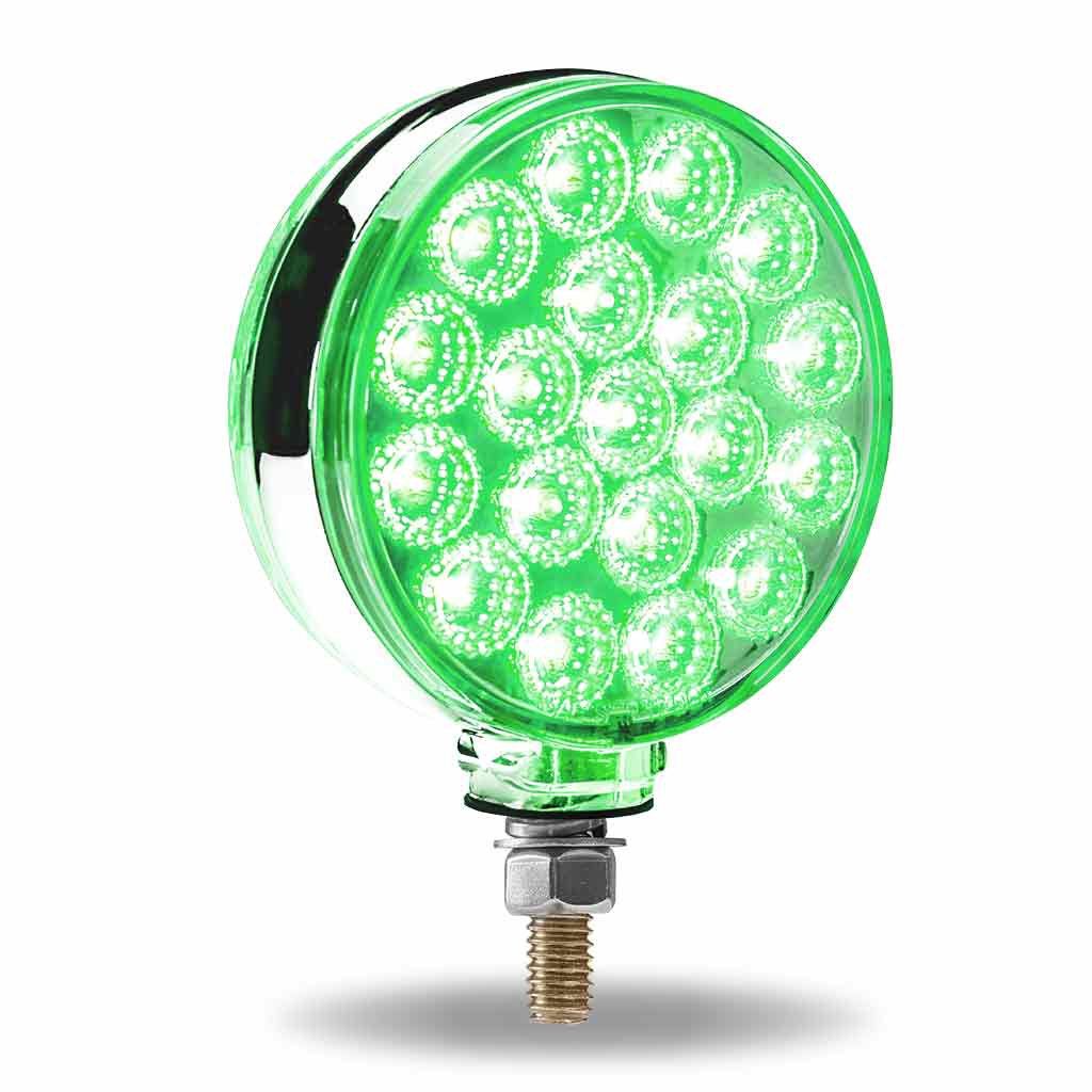 Amber/Red Turn & Marker to Green Auxiliary Double Face Round Reflector LED Light - 38 Diodes - Thumbnail 6