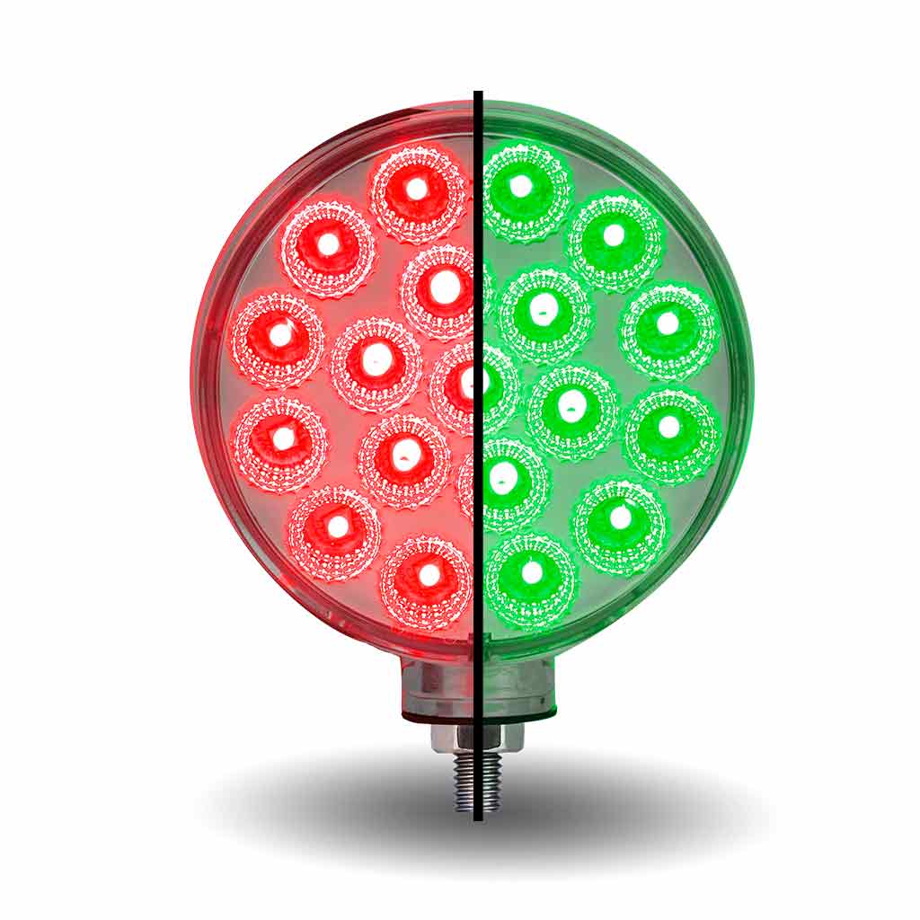 Amber/Red Turn & Marker to Green Auxiliary Double Face Round Reflector LED Light - 38 Diodes - Thumbnail 9