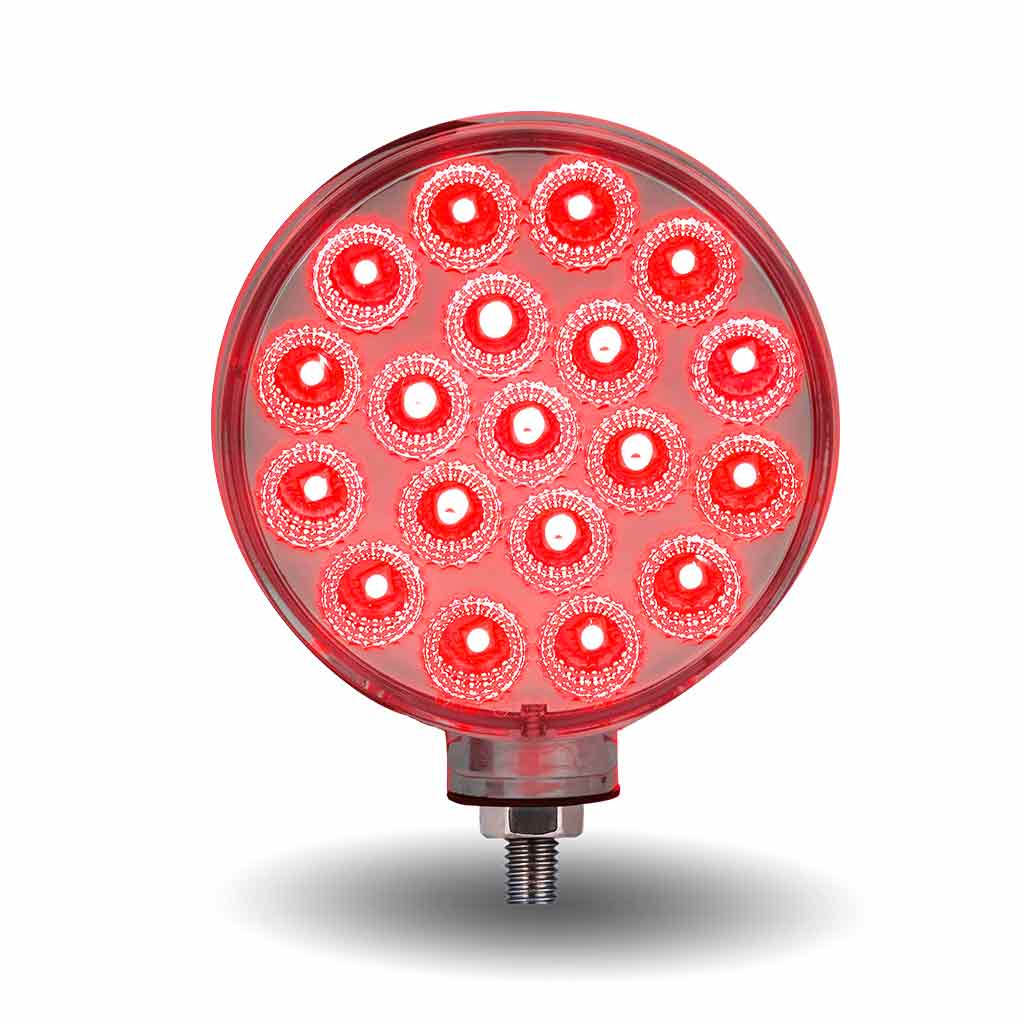 Amber/Red Turn & Marker to Purple Auxiliary Double Face Round Reflector LED Light - 38 Diodes