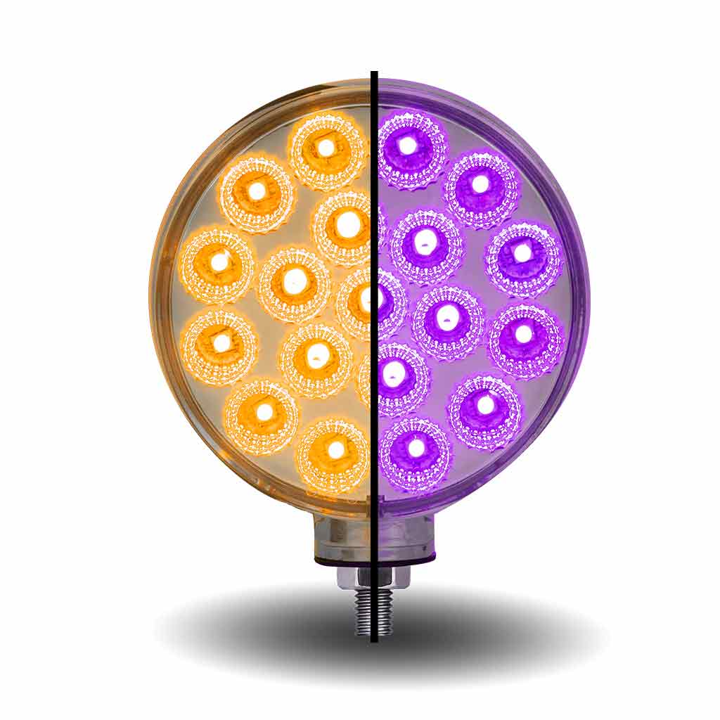 Amber/Red Turn & Marker to Purple Auxiliary Double Face Round Reflector LED Light - 38 Diodes - Thumbnail 11