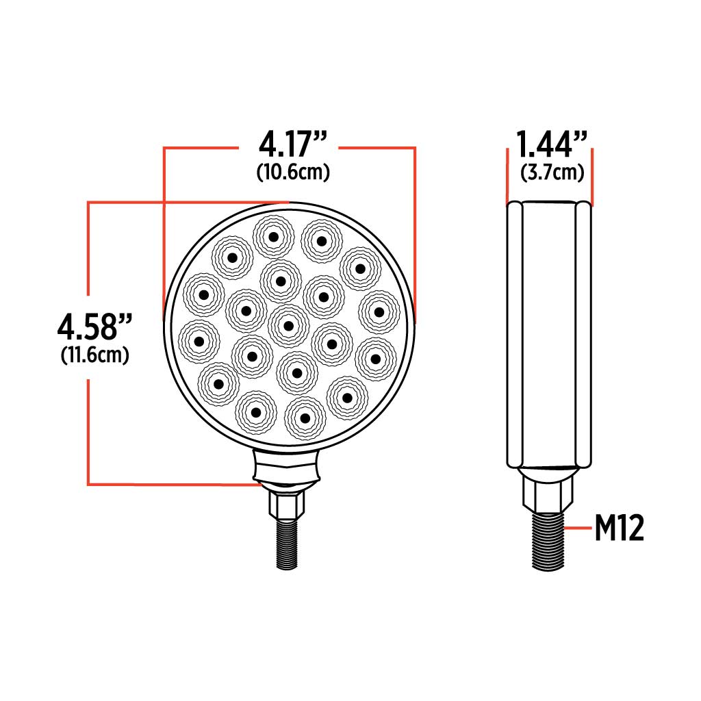 Amber/Red Turn & Marker to Purple Auxiliary Double Face Round Reflector LED Light - 38 Diodes - Thumbnail 9