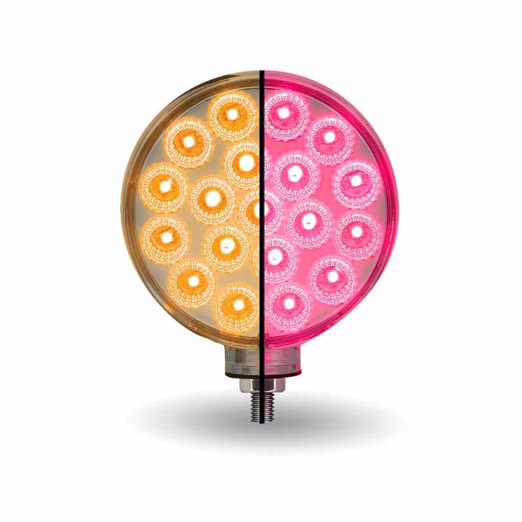 Amber/Red Turn & Marker to Pink Auxiliary Double Face Round Reflector LED Light - 38 Diodes - Thumbnail 7