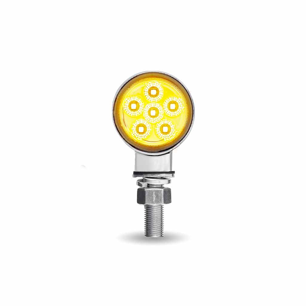 Amber/Red Clearance Marker to Purple Auxiliary 1.8" Mini Double Face Round Light with Reflector LEDs - 12 Diodes - Thumbnail 2