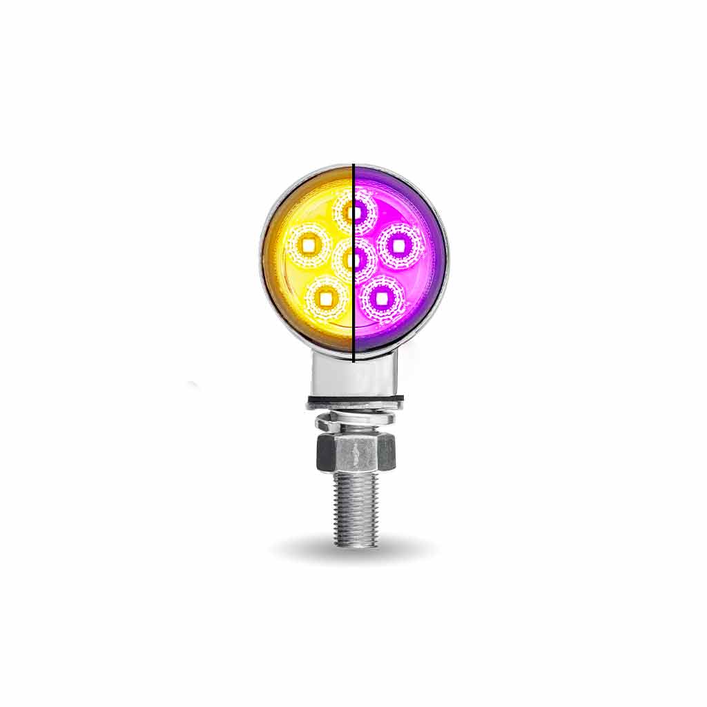 Amber/Red Clearance Marker to Purple Auxiliary 1.8" Mini Double Face Round Light with Reflector LEDs - 12 Diodes - Thumbnail 6
