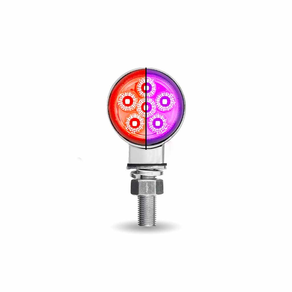 Amber/Red Clearance Marker to Purple Auxiliary 1.8" Mini Double Face Round Light with Reflector LEDs - 12 Diodes - Thumbnail 8