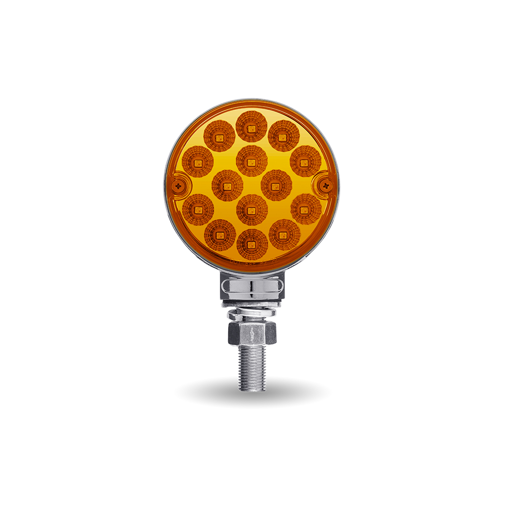 Amber/Red Turn & Marker 3" Mini Double Face Round Light with Reflector LEDs - 28 Diodes