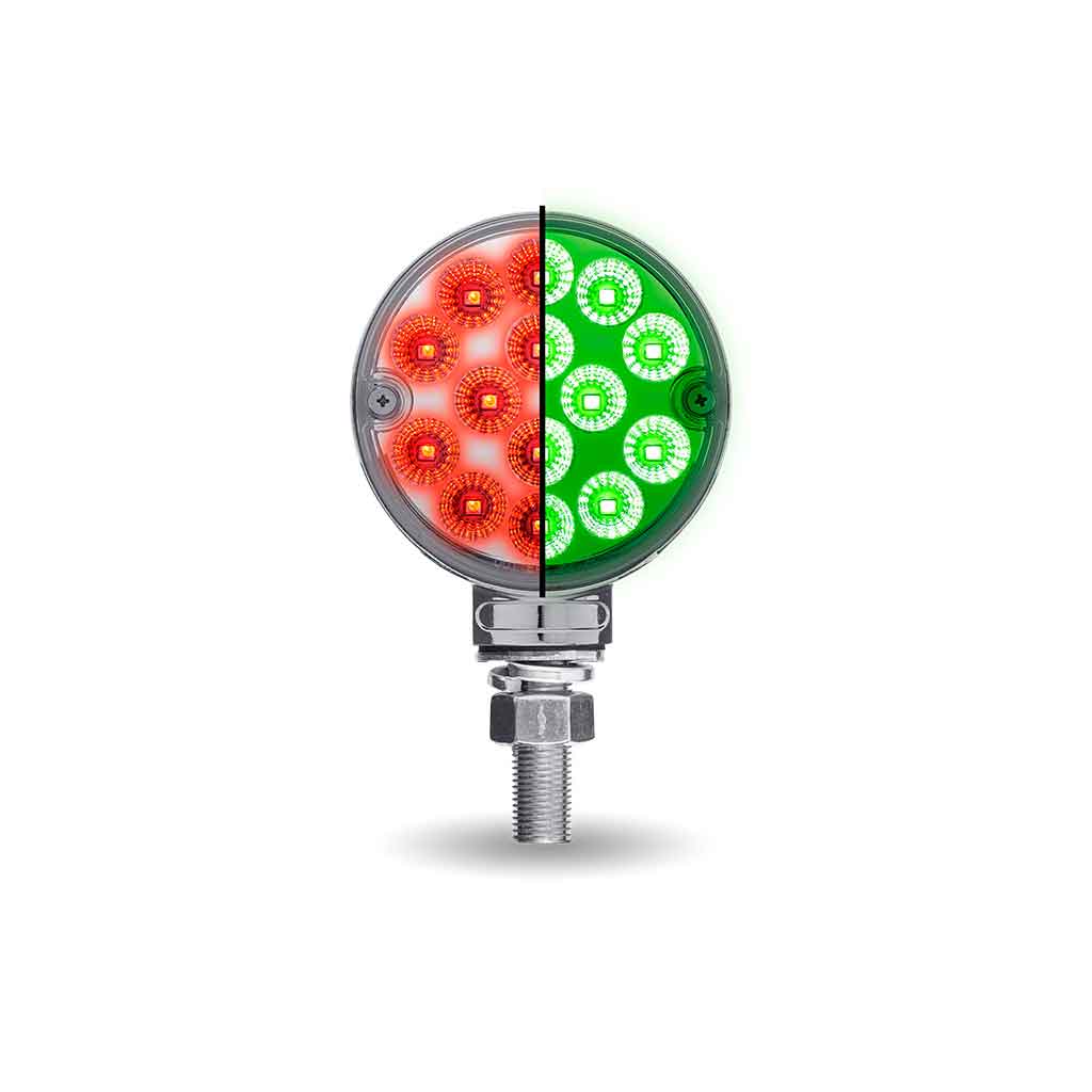 Amber/Red Turn & Marker to Green Auxiliary 3" Mini Double Face Round Light with Reflector LEDs - 28 Diodes - Thumbnail 7