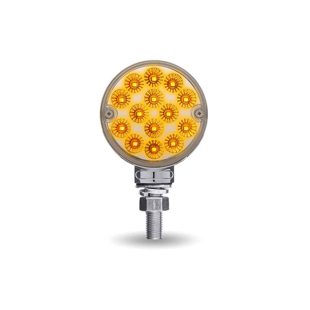 Amber/Red Turn & Marker to Red Auxiliary 3" Mini Double Face Round Light with Reflector LEDs - 28 Diodes