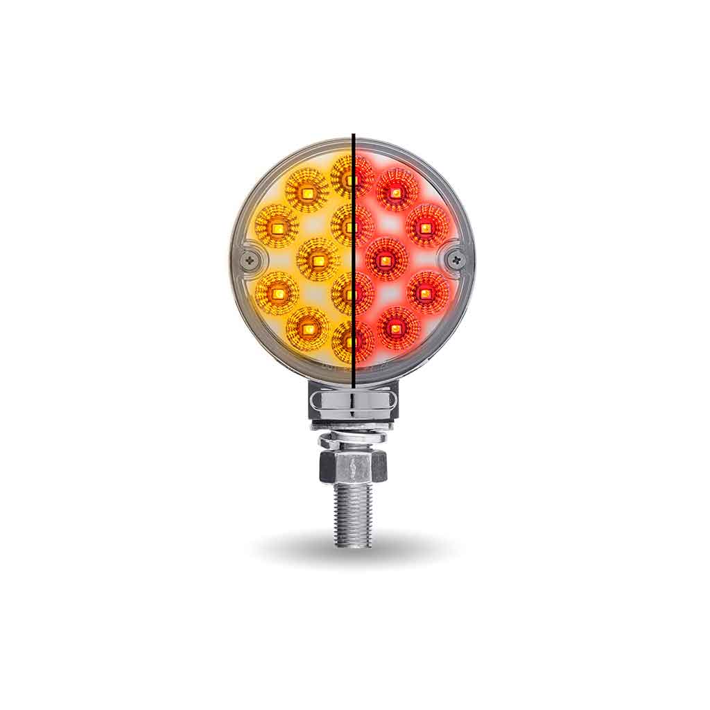 Amber/Red Turn & Marker to Red Auxiliary 3" Mini Double Face Round Light with Reflector LEDs - 28 Diodes - Thumbnail 6