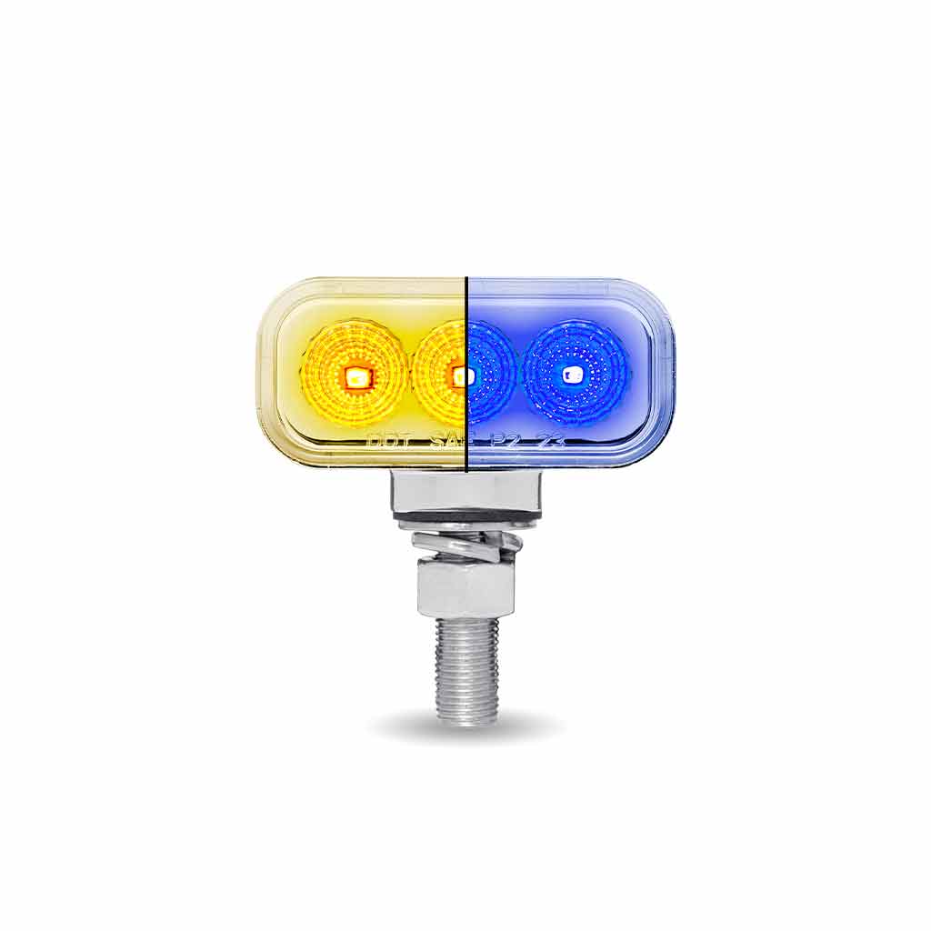 Amber/Red Clearance Marker to Blue Auxiliary 1.5" x 3" Mini Double Face Rectangular Light with Reflector LEDs - 20 Diodes - Thumbnail 7