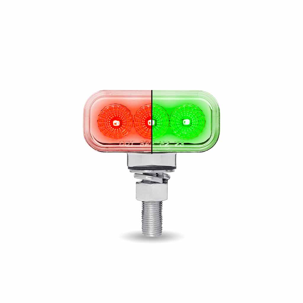 Amber/Red Clearance Marker to Green Auxiliary 1.5" x 3" Mini Double Face Rectangular Light with Reflector LEDs - 20 Diodes - Thumbnail 2