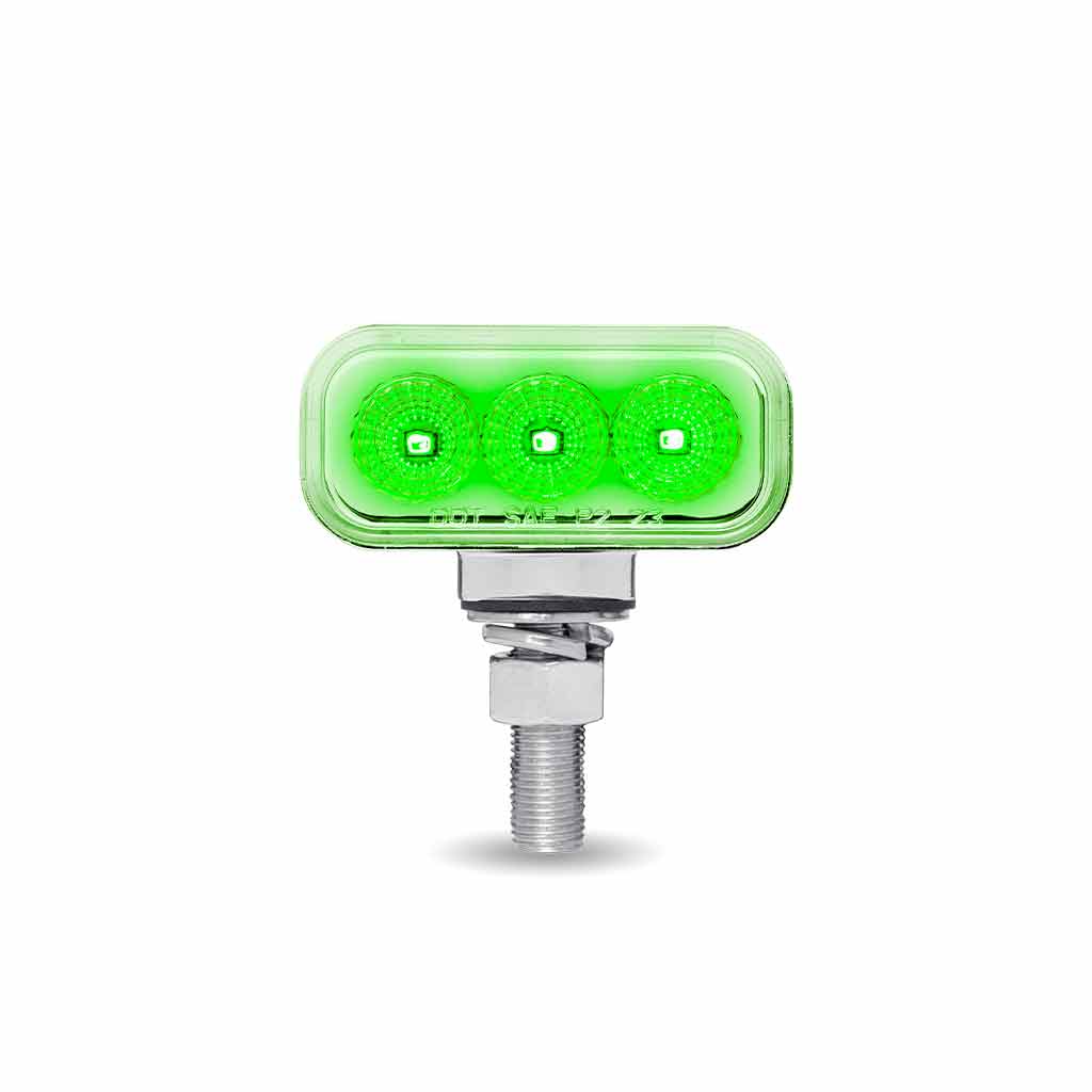 Amber/Red Clearance Marker to Green Auxiliary 1.5" x 3" Mini Double Face Rectangular Light with Reflector LEDs - 20 Diodes - Thumbnail 5