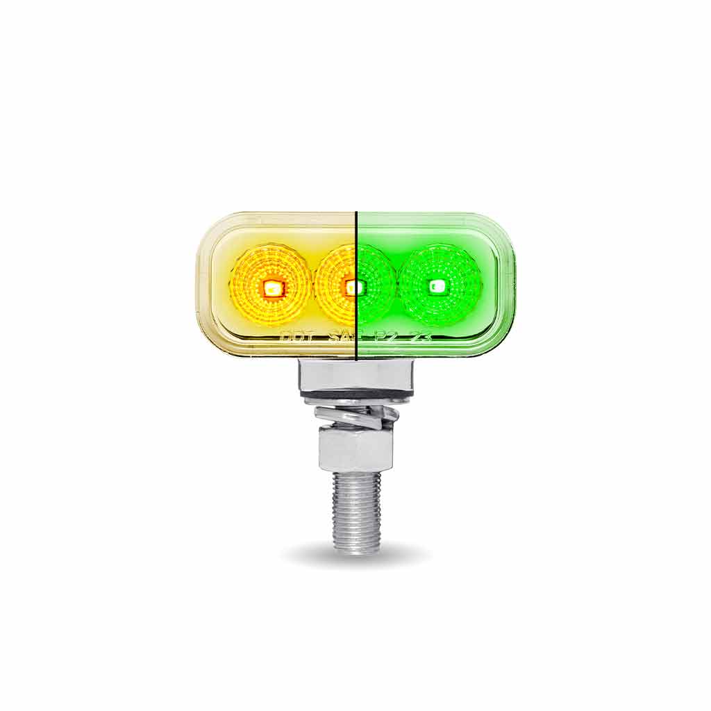 Amber/Red Clearance Marker to Green Auxiliary 1.5" x 3" Mini Double Face Rectangular Light with Reflector LEDs - 20 Diodes - Thumbnail 7