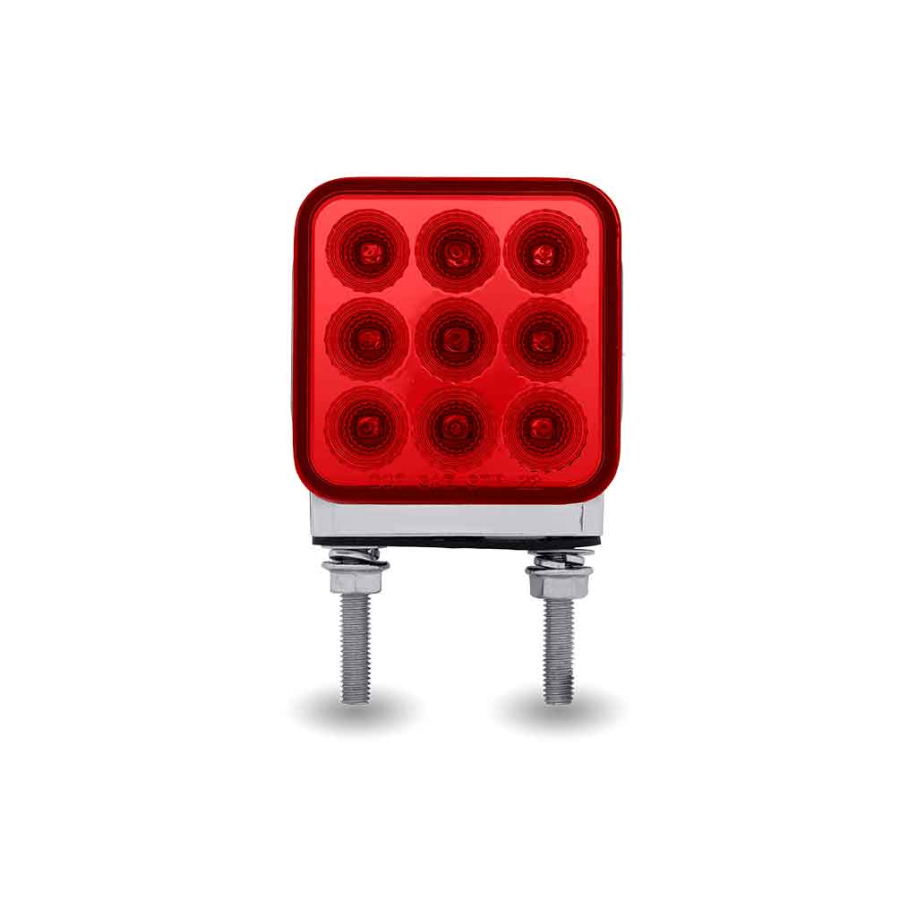 Amber/Red Stop, Turn & Tail 3" Mini Double Face Square Light with Reflector LEDs - 30 Diodes - Thumbnail 3
