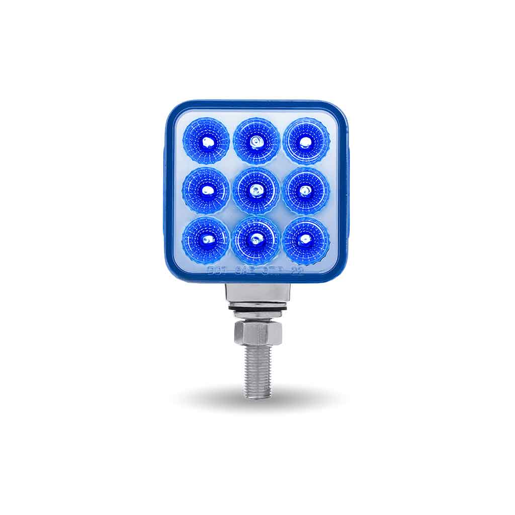 Amber/Red Stop, Turn & Tail to Blue Auxiliary 3" Mini Double Face Square Light with Reflector LEDs - 30 Diodes - Thumbnail 2