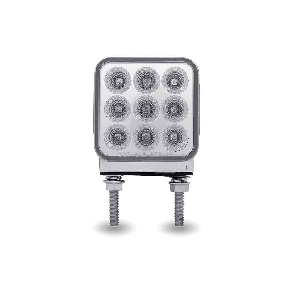 Clear Amber/Red Stop, Turn & Tail 3" Mini Double Face Square Light with Reflector LEDs - 30 Diodes