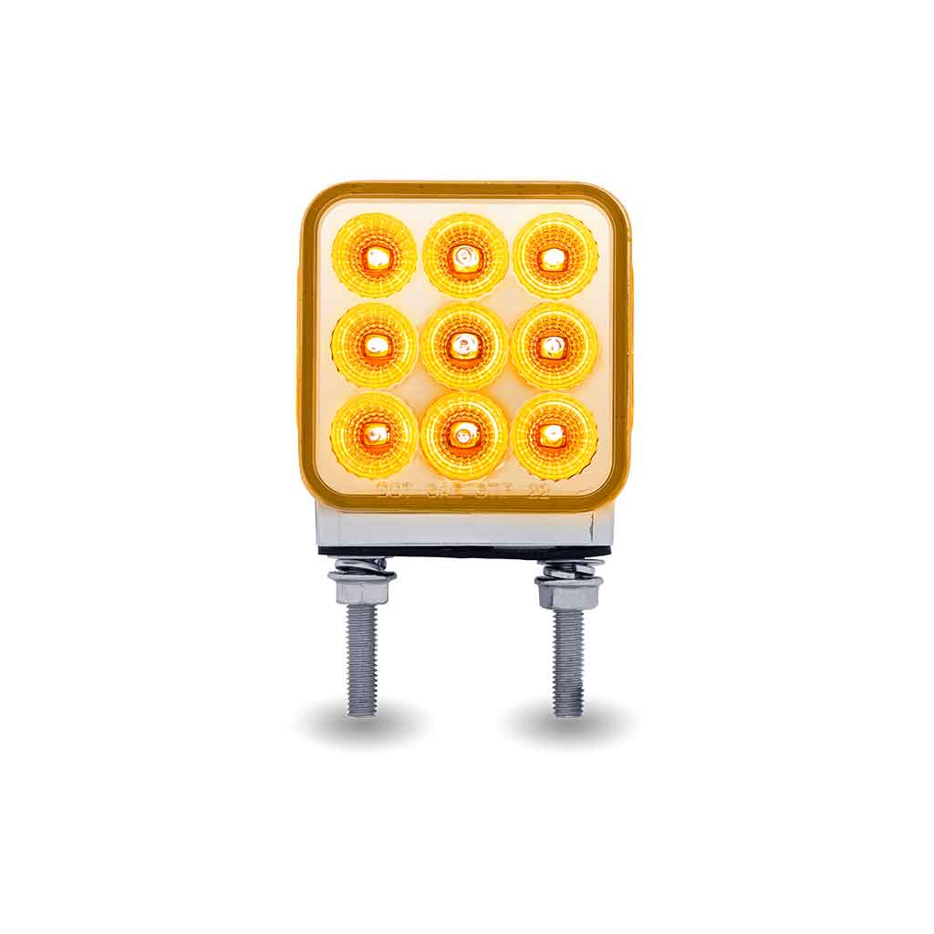 Clear Amber/Red Stop, Turn & Tail 3" Mini Double Face Square Light with Reflector LEDs - 30 Diodes - Thumbnail 3