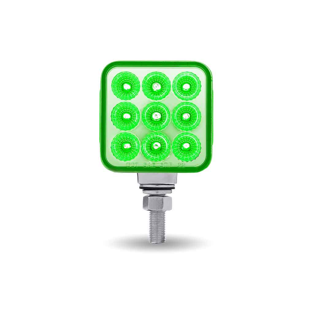 Amber/Red Stop, Turn & Tail to Green Auxiliary 3" Mini Double Face Square Light with Reflector LEDs - 30 Diodes - Thumbnail 2