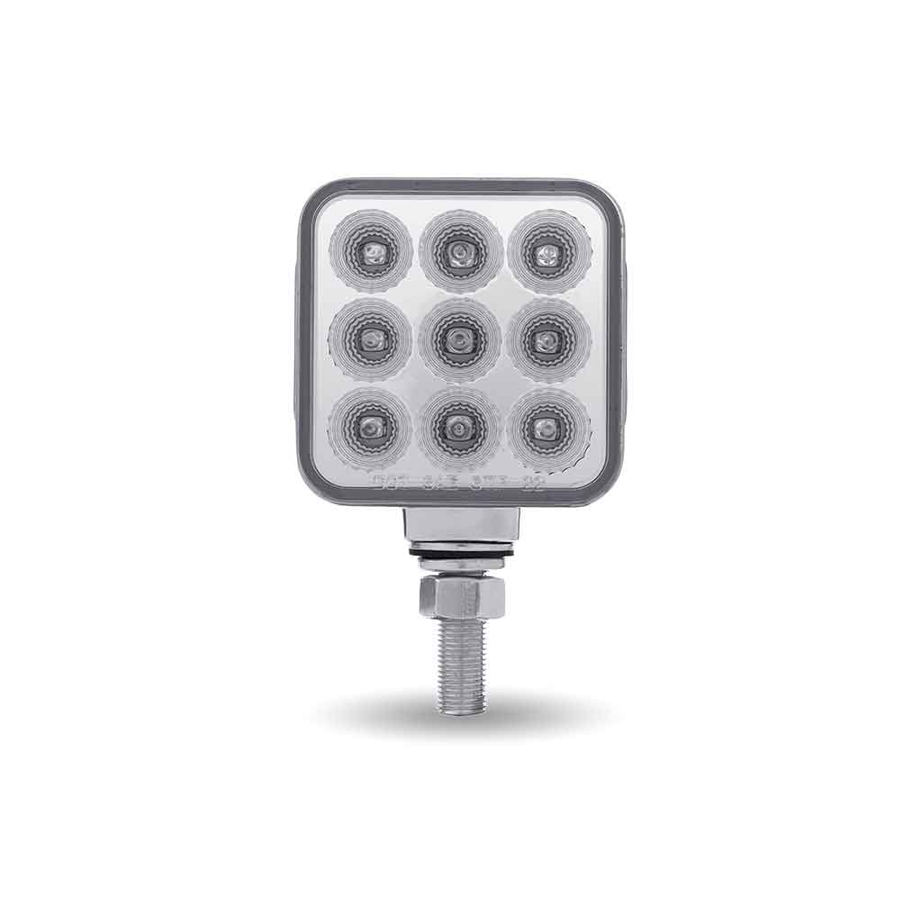 Amber/Red Stop, Turn & Tail to Green Auxiliary 3" Mini Double Face Square Light with Reflector LEDs - 30 Diodes - Thumbnail 4
